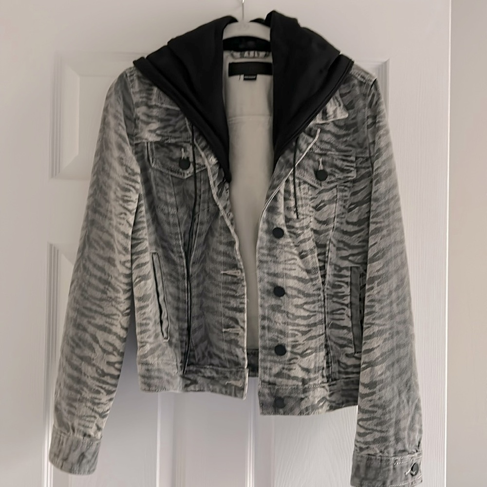 Blank NYC zebra jacket with removable hood